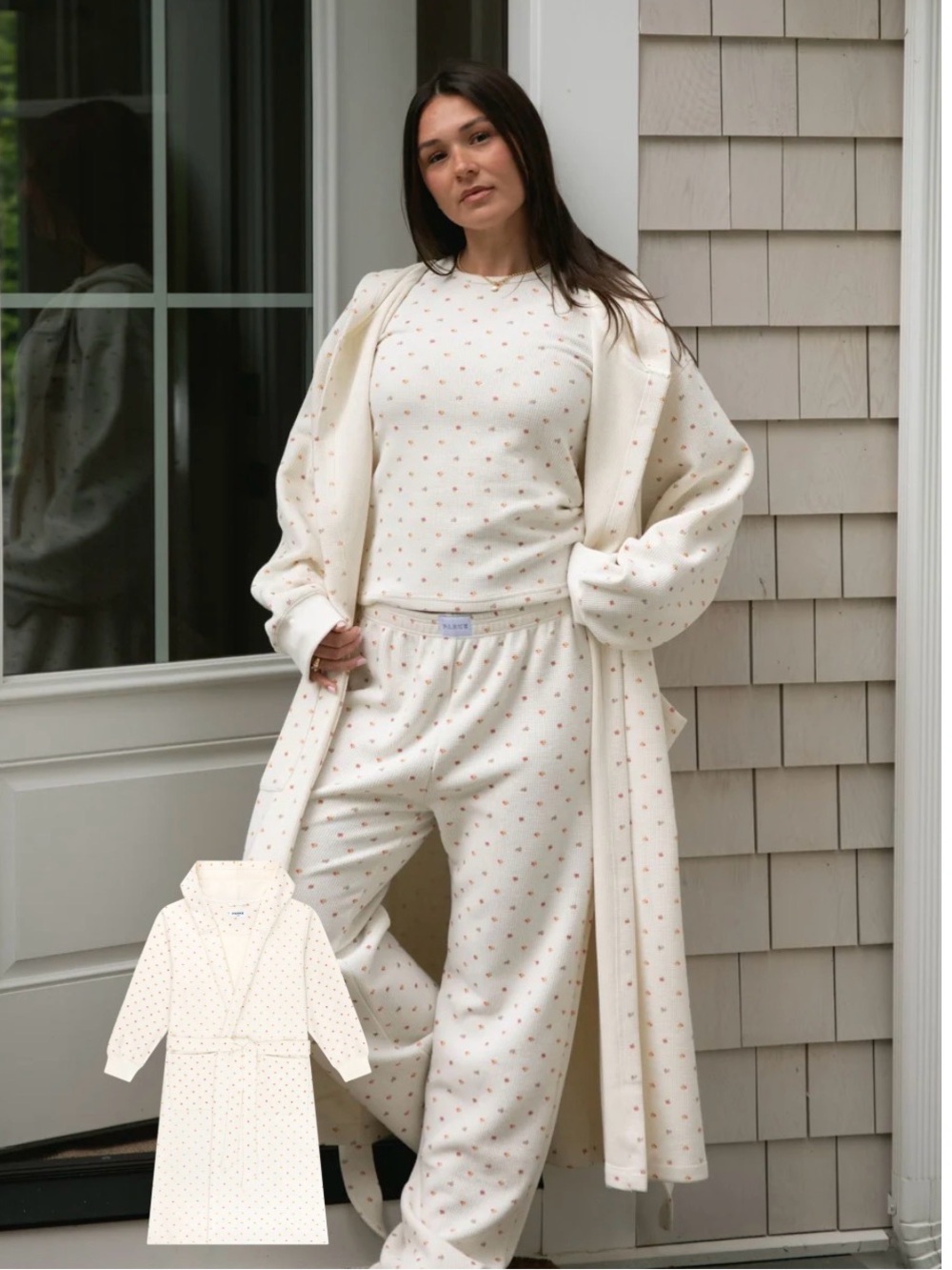 Cream Polka-Dot Lounge Robe